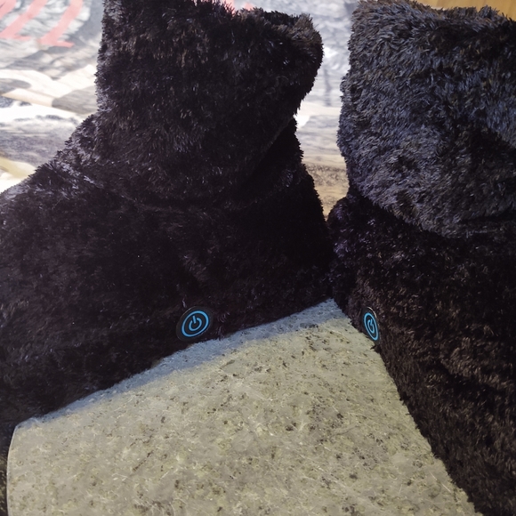 Vibrating Massage Fuzzy Bootie Slippers Lg - Picture 3 of 10